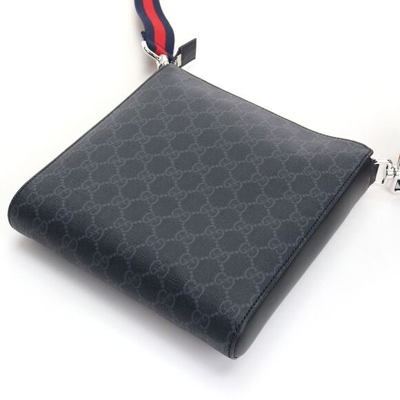 Gucci GG Diagonal Crossbody Shoulder Bag Black Gray - Picture 5 of 5